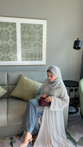 White polka dot abaya