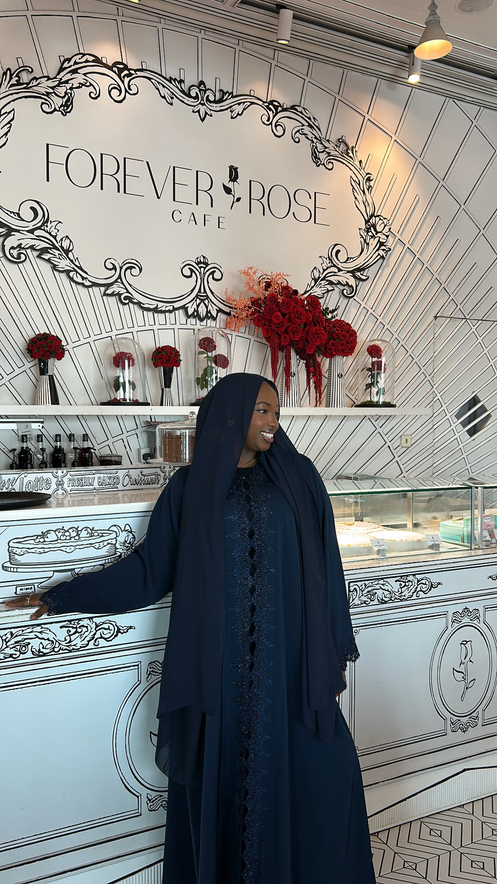 Royal blue lace abaya