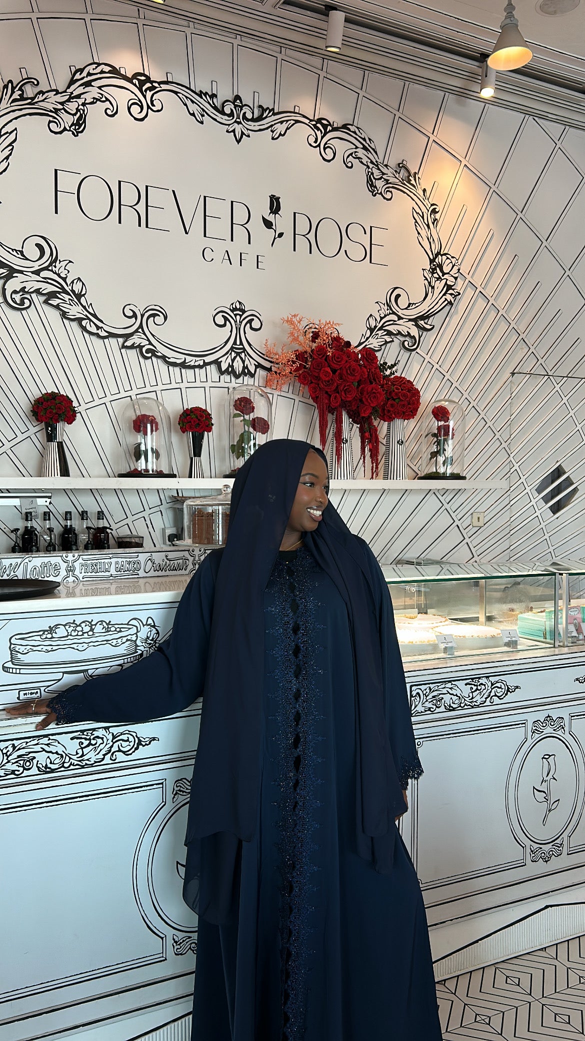 Royal blue lace abaya