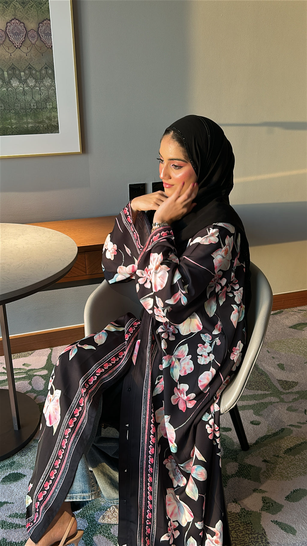 Midnight bloom abaya