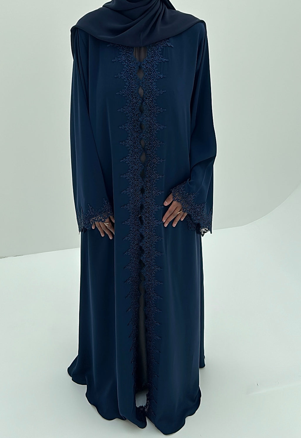 Royal blue lace abaya