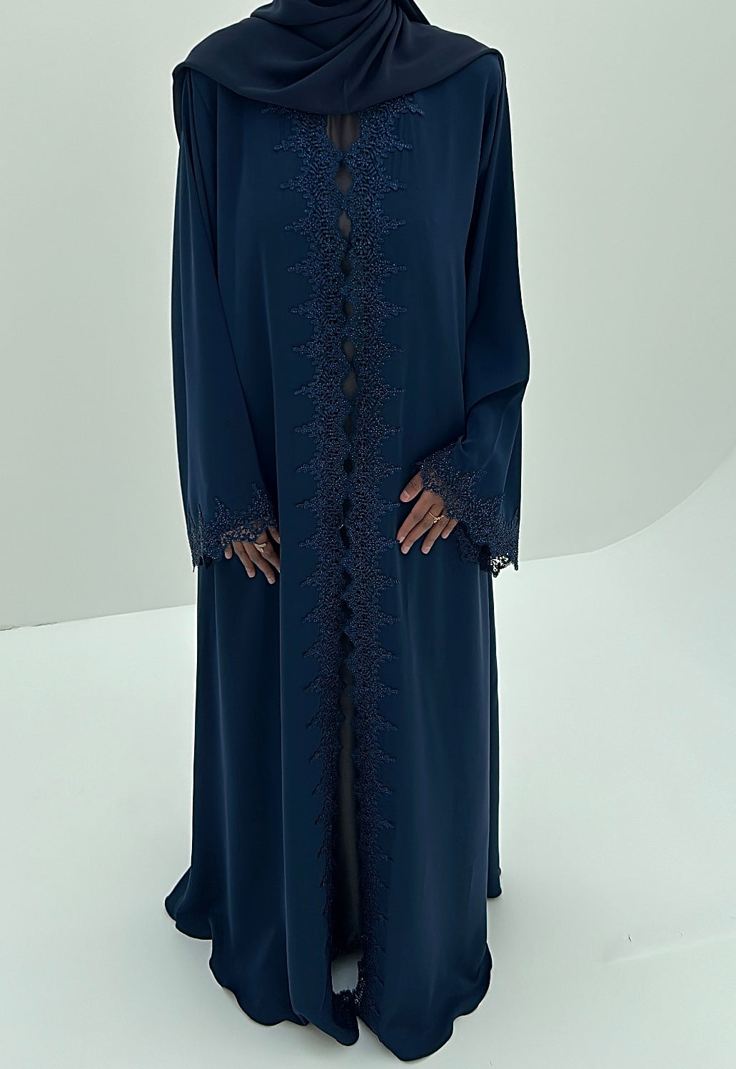 Royal blue lace abaya