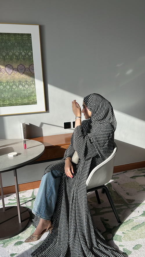 Black polka dot abaya