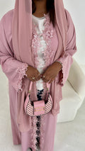 Amira soft pink lace abaya