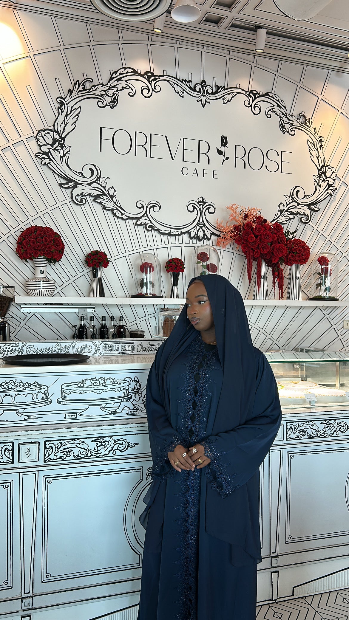 Royal blue lace abaya