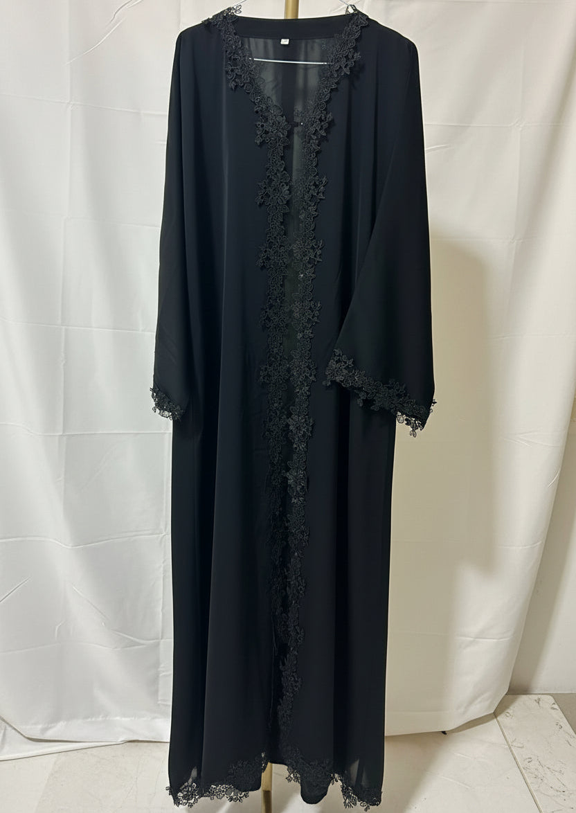 Amira black lace abaya