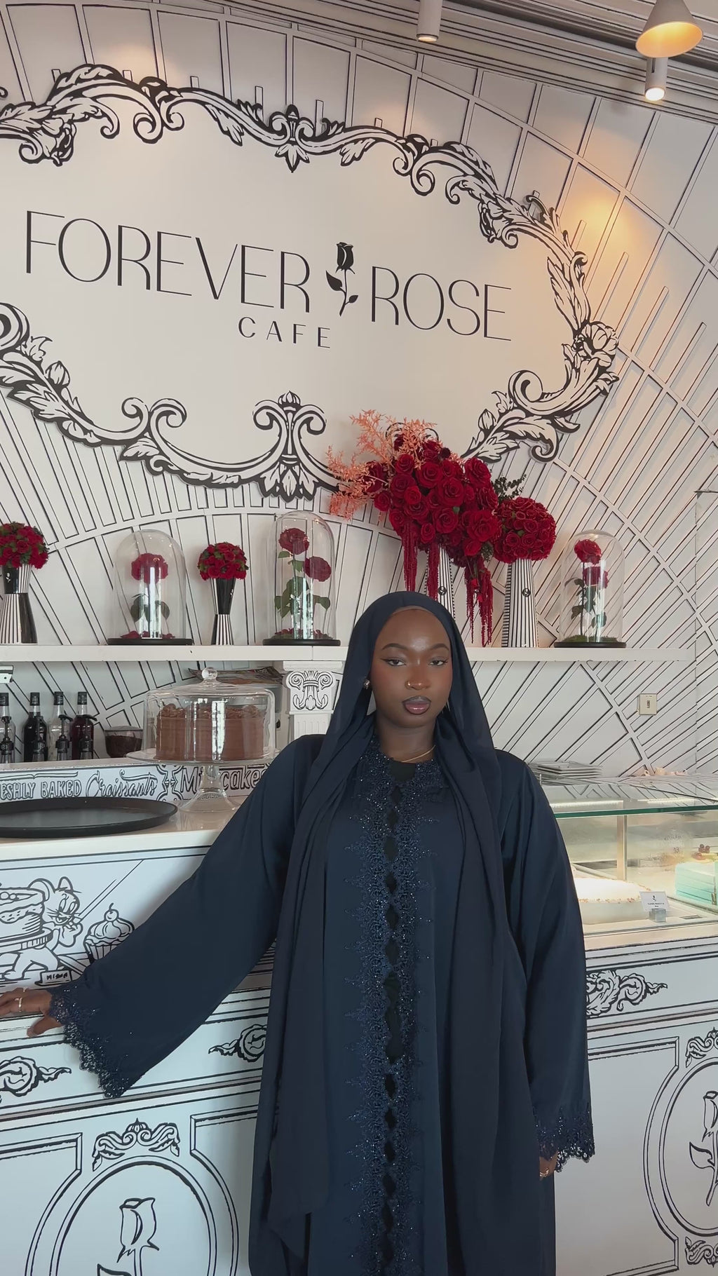 Royal blue lace abaya