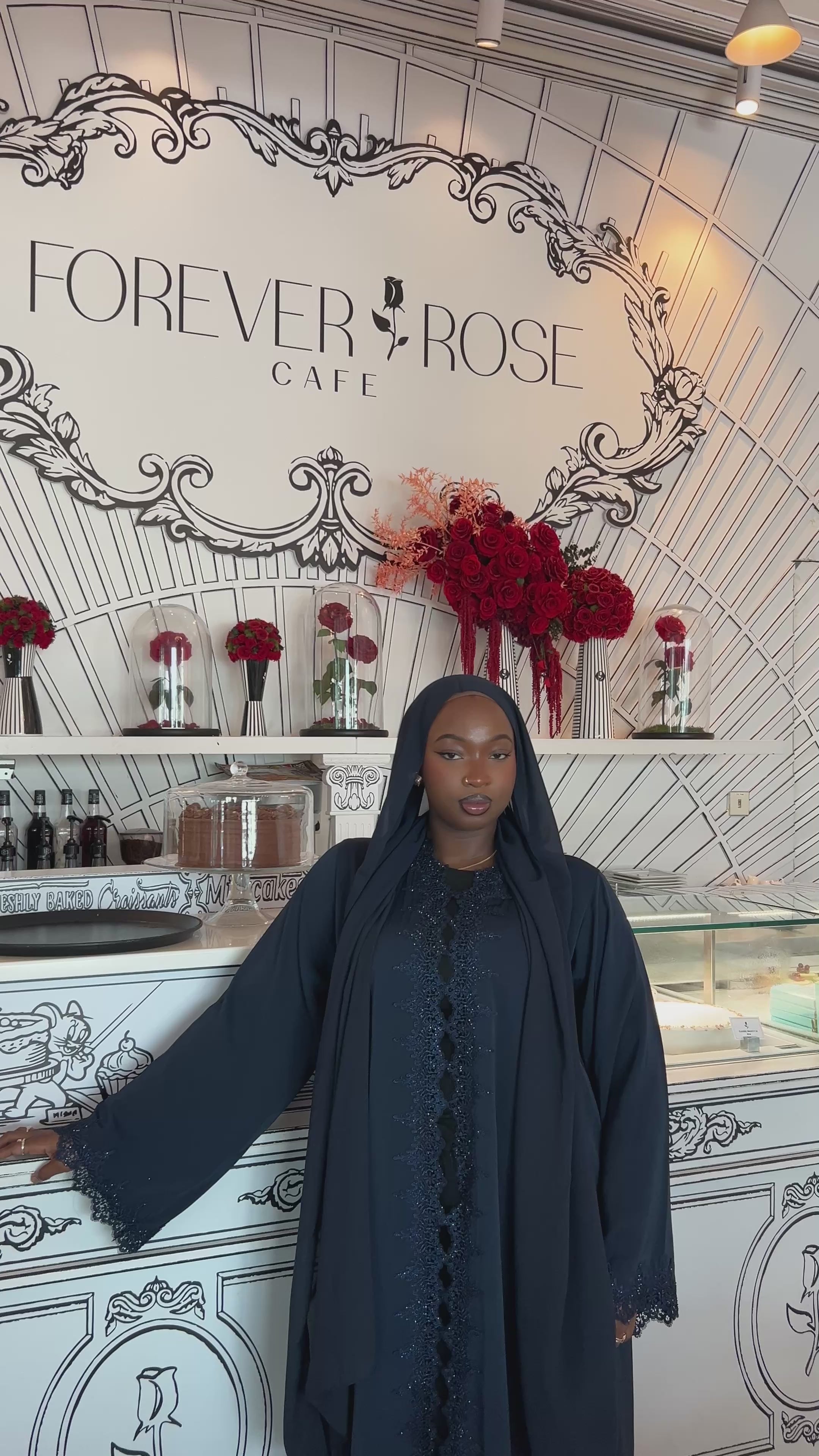 Royal blue lace abaya