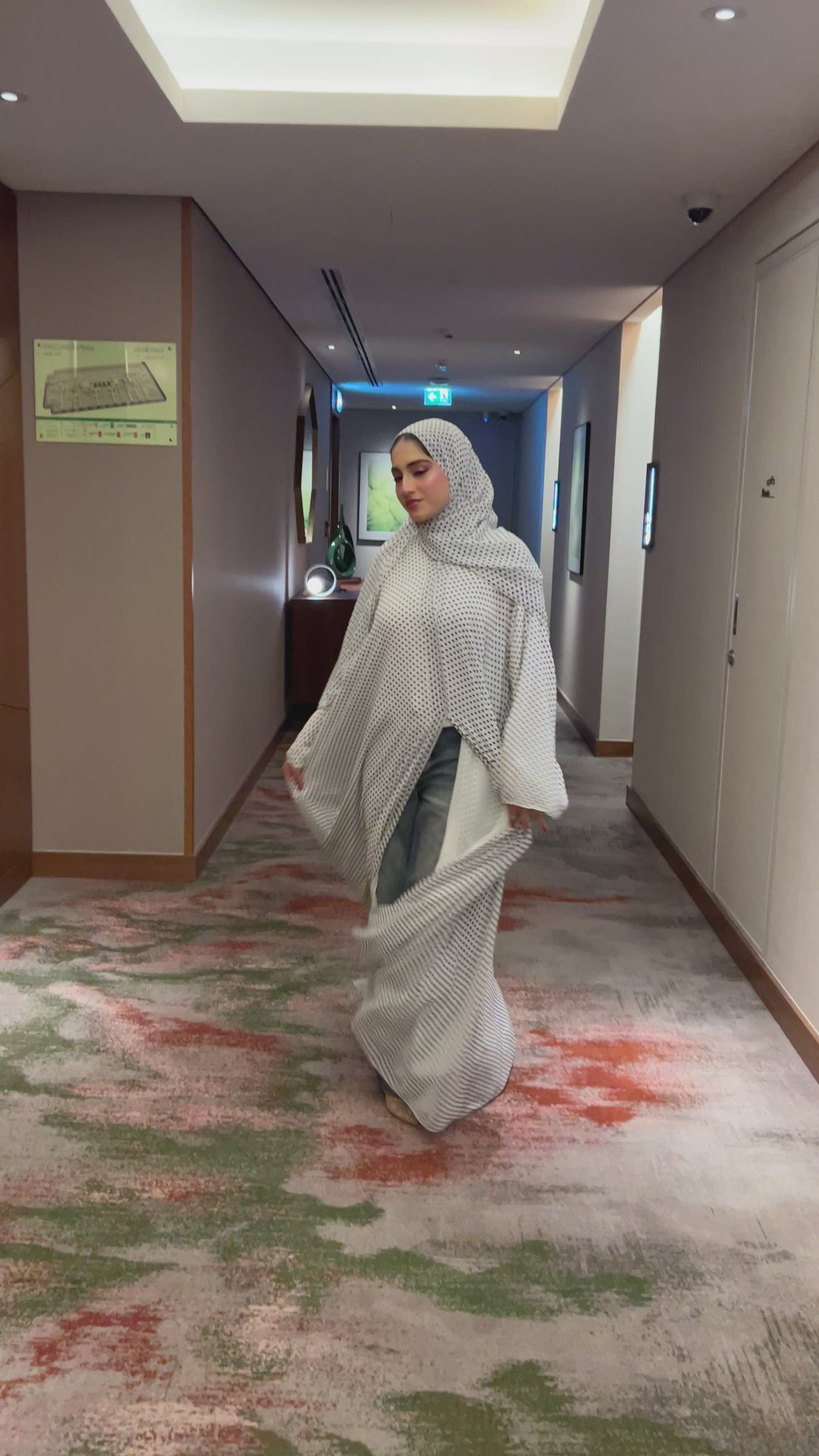 White polka dot abaya
